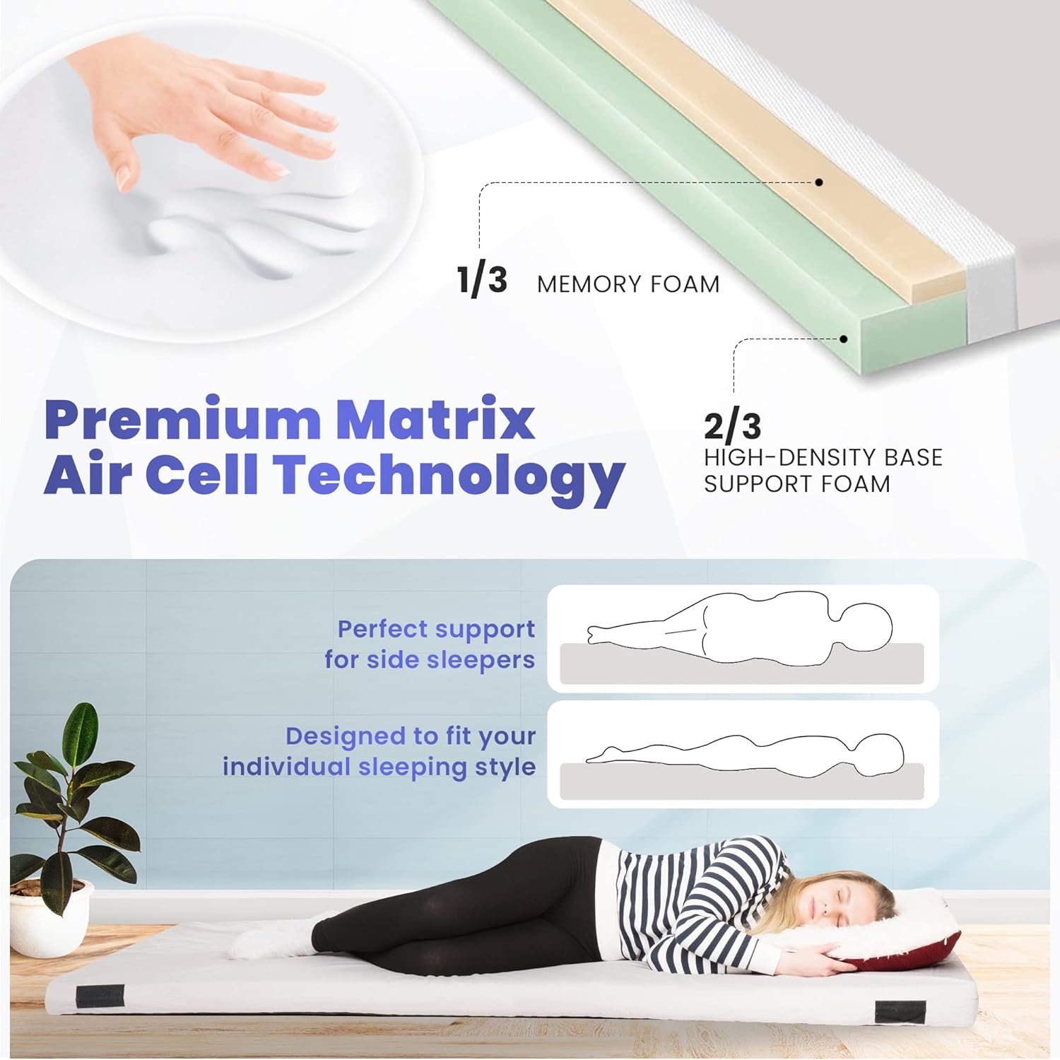 Home Bed Comfort with the Matrix Air-Cell Memory Foam Camping Mattress