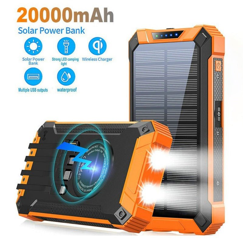 Wireless charging solar power bank